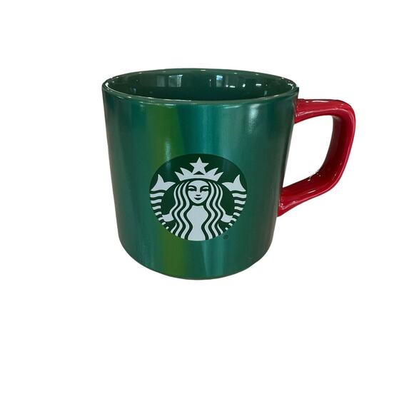 Starbucks Green Marble Pattern‎ Small Mug Cup With Red Handle 11 oz 2022 - Picture 1 of 7